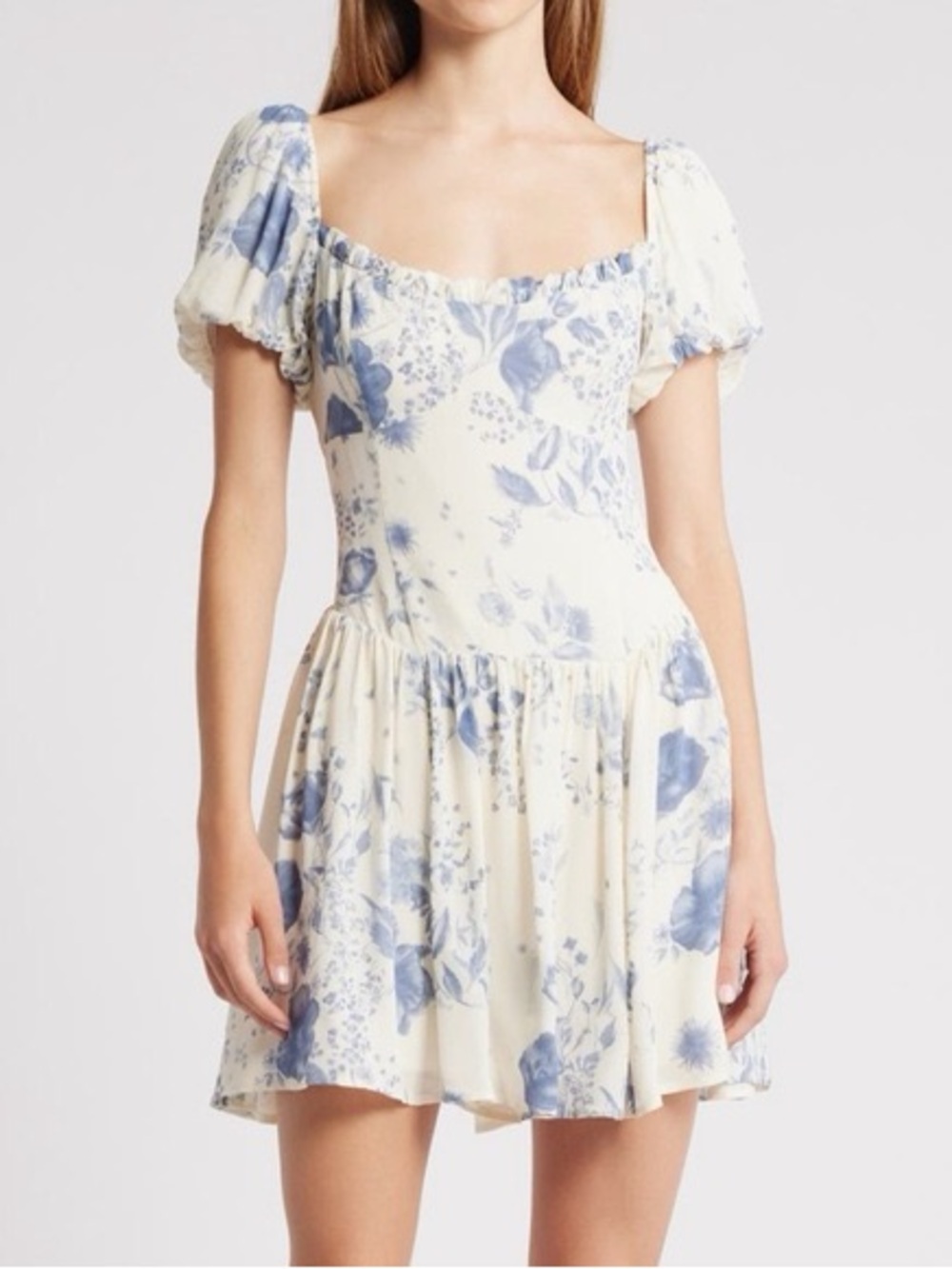 NWT Reformation Davonne Blue White Floral Mini Dress 12